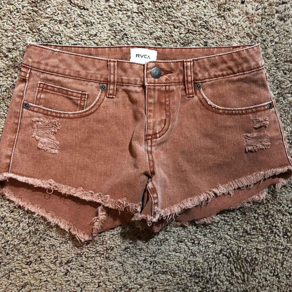 RVCA tangerine denim shorts